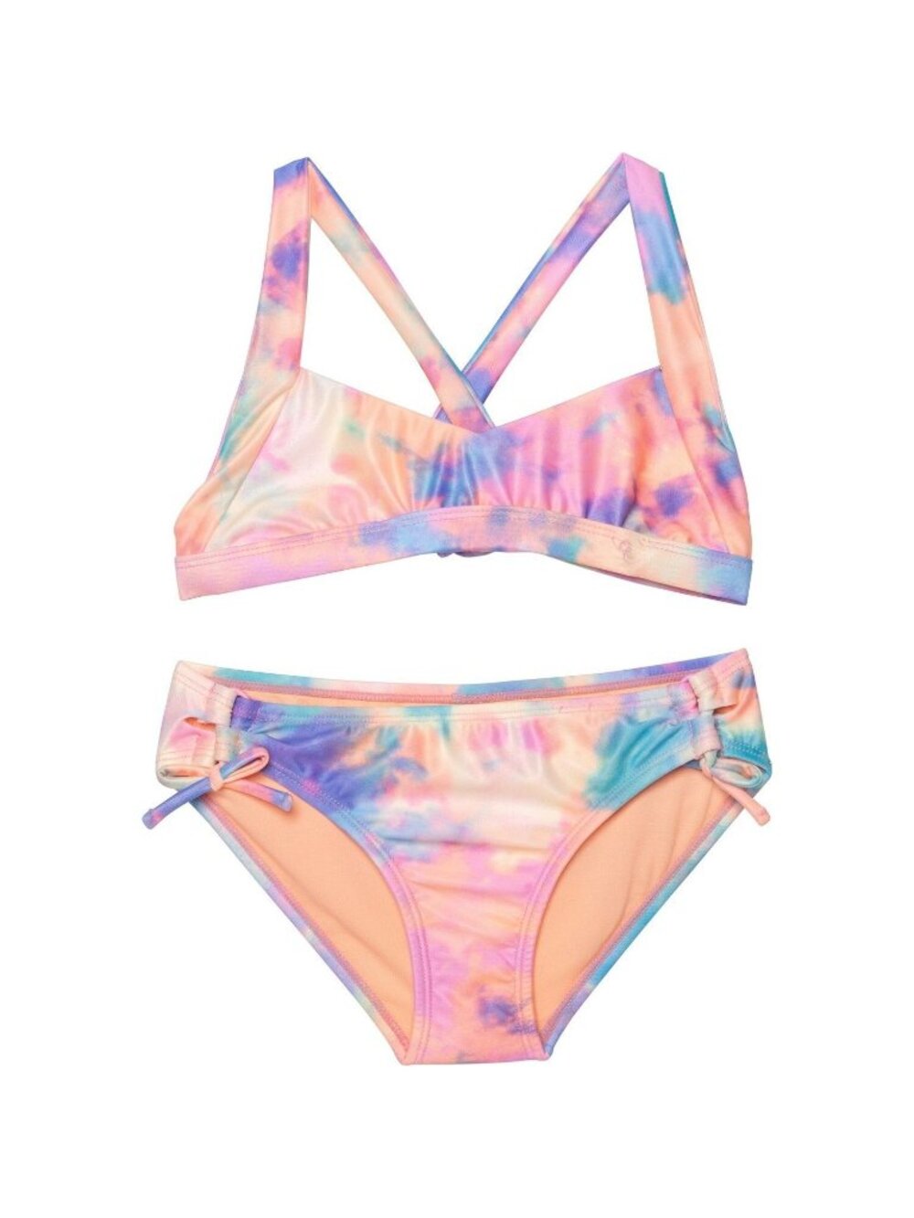 Raisins Girls Tie-Dye Bikini Swimsuit Size 12 Peach & Pastel summer beach bright